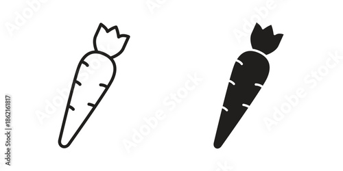 Carrot icons vector glyph flat style. Stroke with editable size icons