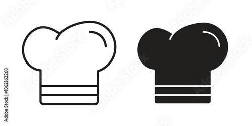 Chef hat icons vector glyph flat style. Stroke with editable size icons
