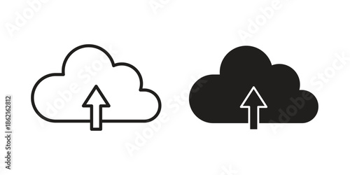 Cloud upload icons vector glyph flat style. Stroke with editable size icons