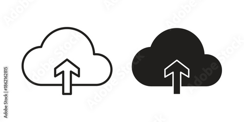 Cloud upload icons vector glyph flat style. Stroke with editable size icons