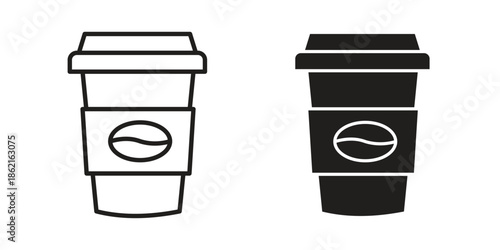 Coffee icons vector glyph flat style. Stroke with editable size icons