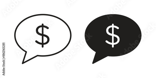 Comment dollar icons vector glyph flat style. Stroke with editable size icons