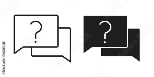 Comment question icons vector glyph flat style. Stroke with editable size icons
