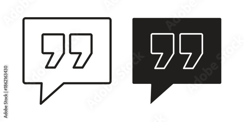 Comment quote icons vector glyph flat style. Stroke with editable size icons