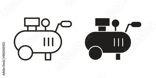 Compressor icons vector glyph flat style. Stroke with editable size icons