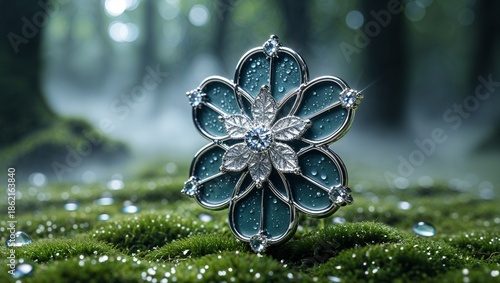 Wallpaper Mural Princess hiddenite secret garden pin in platinum hidden prongs misty on dewy moss carpet Torontodigital.ca