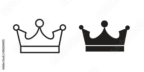 Crown icons vector glyph flat style. Stroke with editable size icons