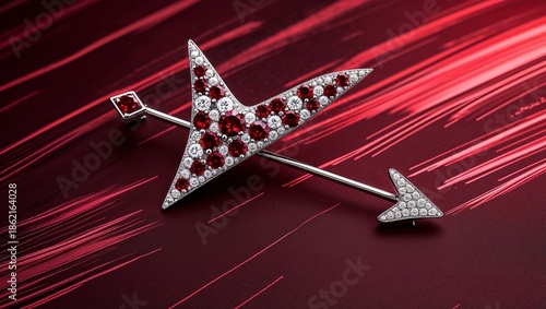 Wallpaper Mural Kite shaped lab grown red diamond arrow brooch in white gold modern flight on crimson wind streak background Torontodigital.ca