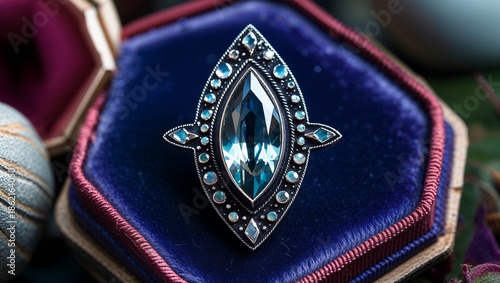 Wallpaper Mural Marquise cat eye tourmaline watchful pin in blackened silver sharp chatoyancy spotlight on midnight velvet Torontodigital.ca