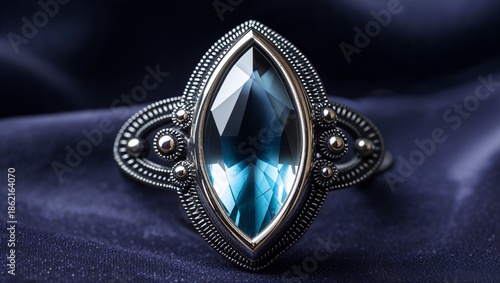 Wallpaper Mural Marquise cat eye tourmaline watchful pin in blackened silver sharp chatoyancy spotlight on midnight velvet Torontodigital.ca