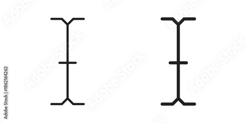 Cursor text icons vector glyph flat style. Stroke with editable size icons