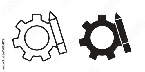 Customization icons vector glyph flat style. Stroke with editable size icons