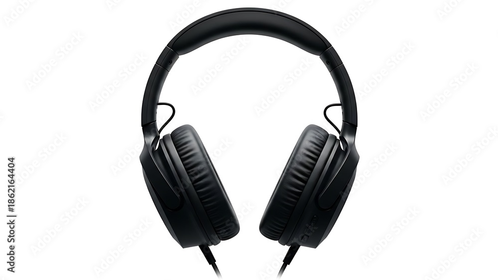 Fototapeta premium Black over ear wired headphones with adjustable headband