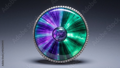 Wallpaper Mural Round phosphorescent hackmanite uv glow brooch in platinum reactive center dark room ultraviolet activation Torontodigital.ca