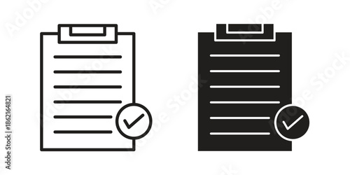 Document accept icons vector glyph flat style. Stroke with editable size icons