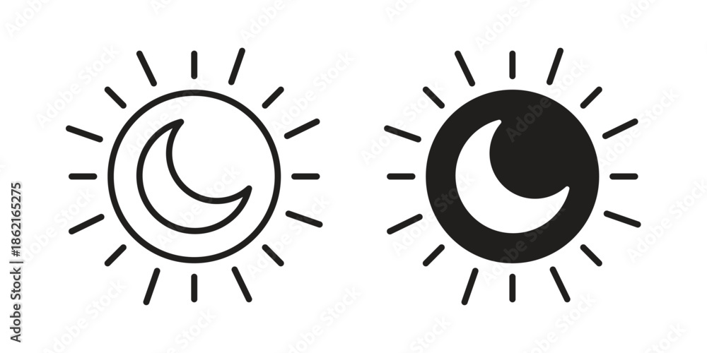 Fototapeta premium Eclipse icons vector glyph flat style. Stroke with editable size icons