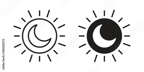 Eclipse icons vector glyph flat style. Stroke with editable size icons