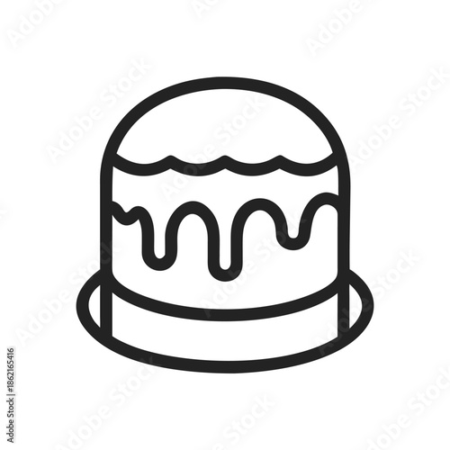 Easter cake silhouette icon with traditional decoration, front view. Vector logo of a Easter. Illustration isolated on white background