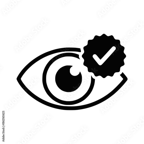 Eye verification icon a clear symbol of vision and authentication, representing a checkmark within an eye graphic