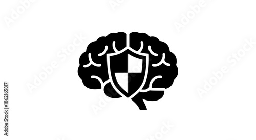 Protected mind black white icon 