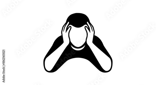 Man holding head simple symbol black white icon 
