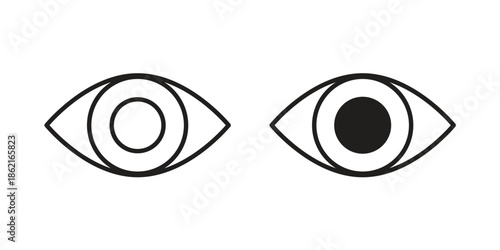 Eye icons vector glyph flat style. Stroke with editable size icons