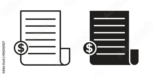 File invoice icons vector glyph flat style. Stroke with editable size icons