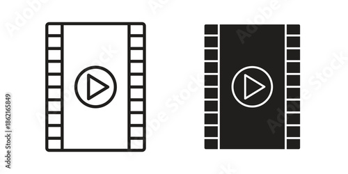 Film icons vector glyph flat style. Stroke with editable size icons