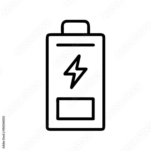 Battery icon illustration with charging symbol and simple design  