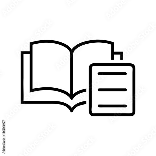 Open book with notes and a page detail for educational concept  