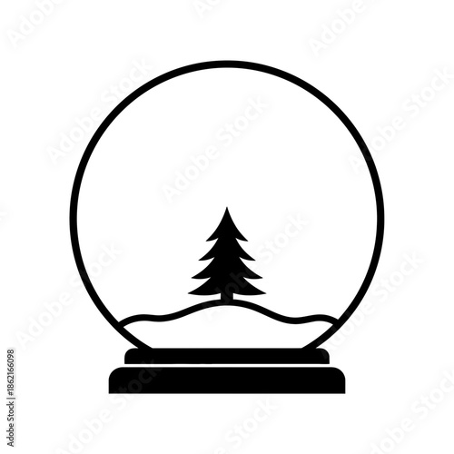 Christmas Snow Globe Icon - Simple Vector Design