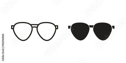 Glasses icons vector glyph flat style. Stroke with editable size icons
