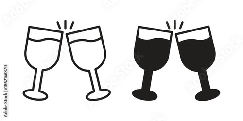 Glass-cheers icons vector glyph flat style. Stroke with editable size icons