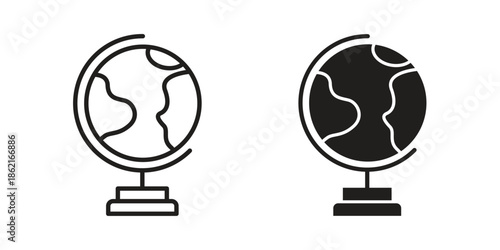 Globe icons vector glyph flat style. Stroke with editable size icons