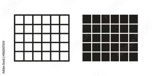 Grid icons vector glyph flat style. Stroke with editable size icons