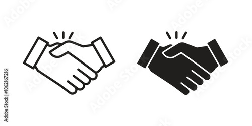 Handshake icons vector glyph flat style. Stroke with editable size icons