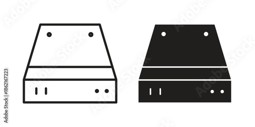 Hard Disk icons vector glyph flat style. Stroke with editable size icons