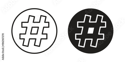 Hashtag icons vector glyph flat style. Stroke with editable size icons