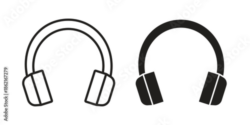 Headset icons vector glyph flat style. Stroke with editable size icons
