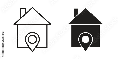Home location icons vector glyph flat style. Stroke with editable size icons
