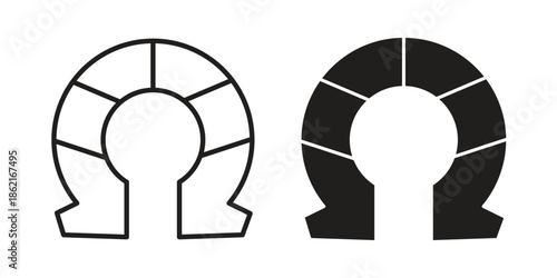Horseshoe icons vector glyph flat style. Stroke with editable size icons