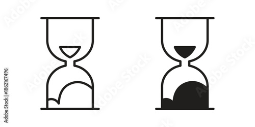 Hourglass end icons vector glyph flat style. Stroke with editable size icons