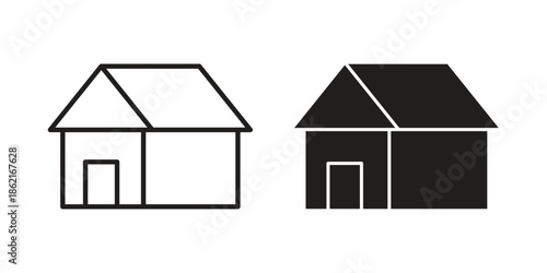 House icons vector glyph flat style. Stroke with editable size icons