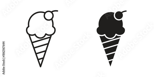Ice cream icons vector glyph flat style. Stroke with editable size icons