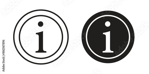 Info icons vector glyph flat style. Stroke with editable size icons