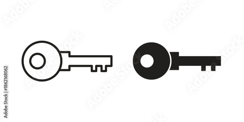 key icons vector glyph flat style. Stroke with editable size icons