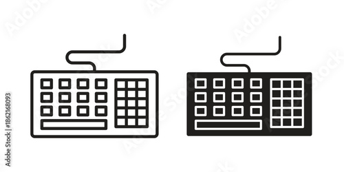 Keyboard icons vector glyph flat style. Stroke with editable size icons