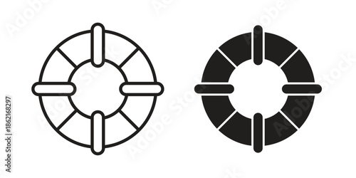 Life buoy icons vector glyph flat style. Stroke with editable size icons