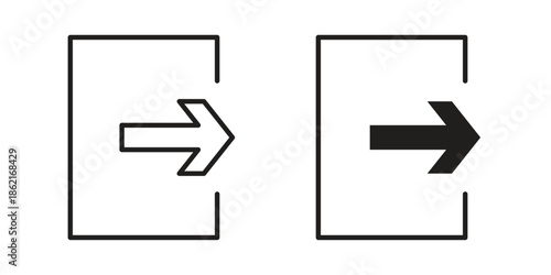 Log out icons vector glyph flat style. Stroke with editable size icons