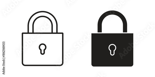 Lock icons vector glyph flat style. Stroke with editable size icons